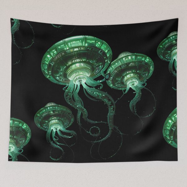 Item preview, Alien Invasion! Galactic UFO Spaceship Jellyfish designed and sold by HideTheInsanity.