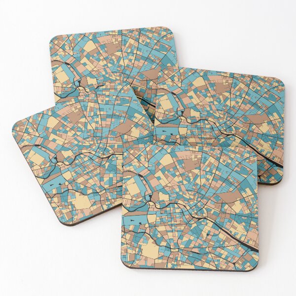 Item preview, Berlin Map Pattern in Mid Century Pastel designed and sold by PatternMaps.