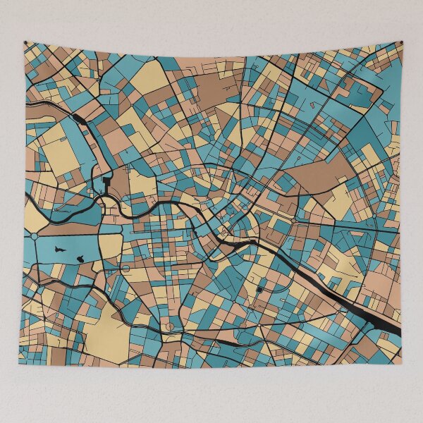 Item preview, Berlin Map Pattern in Mid Century Pastel designed and sold by PatternMaps.