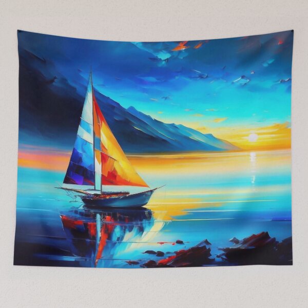 Item preview, A sail boat on a blue mountain lake designed and sold by M-Y-A-R-T-.
