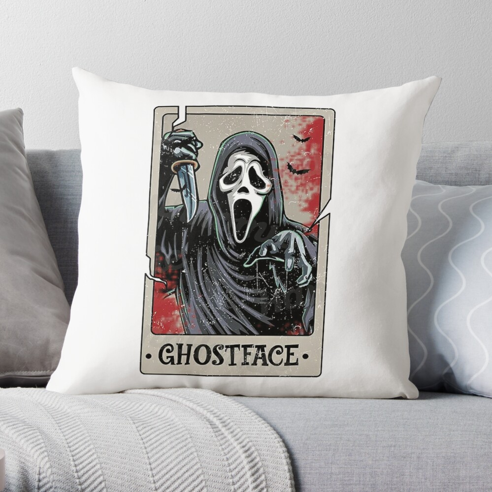 Disover Scream Ghostface Tarot Card Throw Pillow