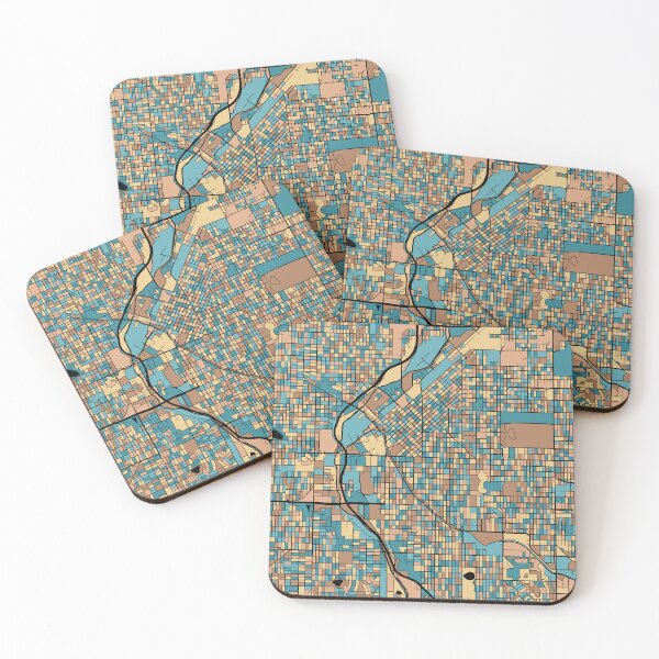 Item preview, Denver Map Pattern in Mid Century Pastel designed and sold by PatternMaps.