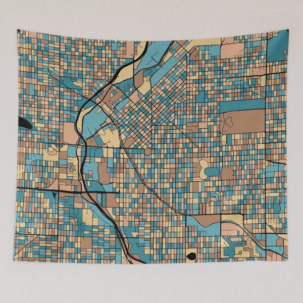 Item preview, Denver Map Pattern in Mid Century Pastel designed and sold by PatternMaps.