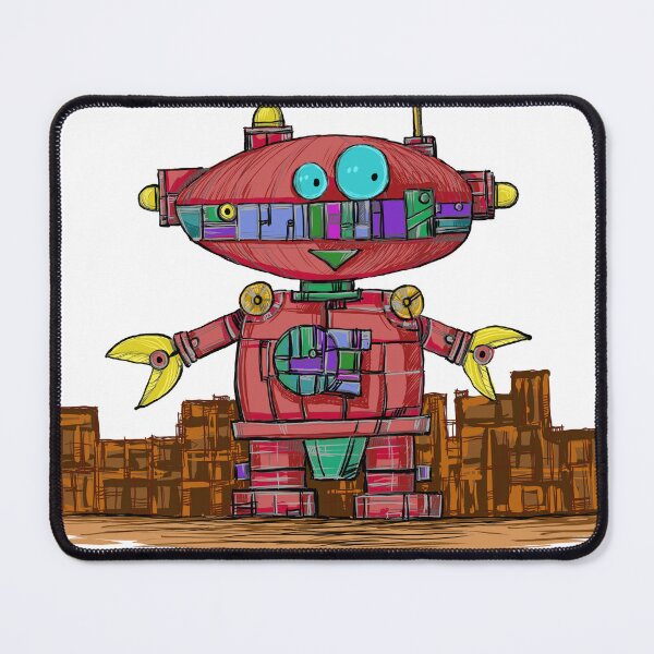 Item preview, robot cartoon, funny and red, designed and sold by neurostructure.