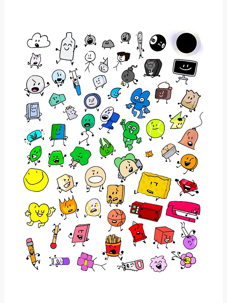 BFDI All Characters (Transparent) | Art Board Print