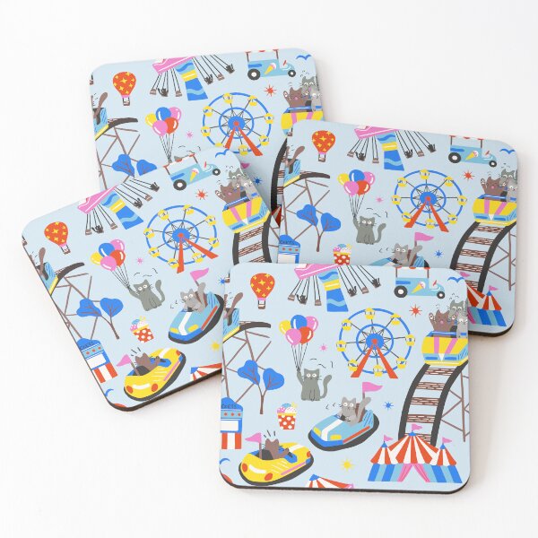Item preview, Cats at the funfair - blue, red, pink and yellow designed and sold by Muxune.