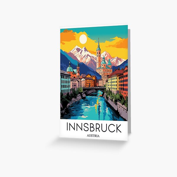 Vista previa del artículo con la obra «Lámina de viaje de estilo pop art de Innsbruck (Austria)», diseñado y vendido por StudioRedKoala.