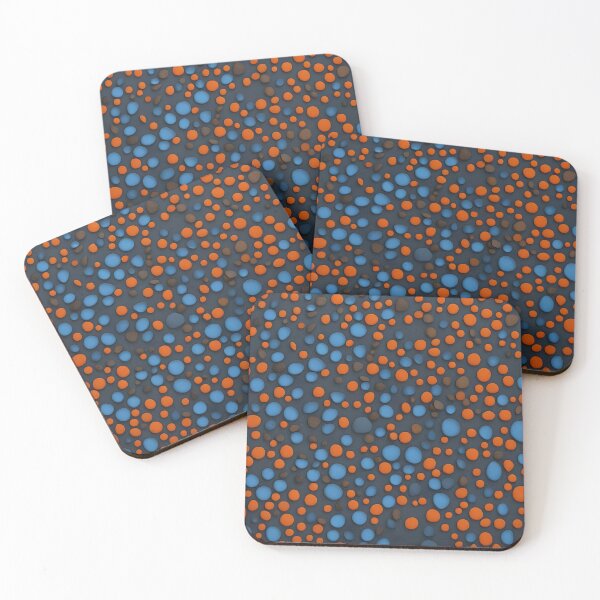 Item preview, Orange, dark brown and blue polka dots on a dark blue background. designed and sold by Rostislav Bouda.