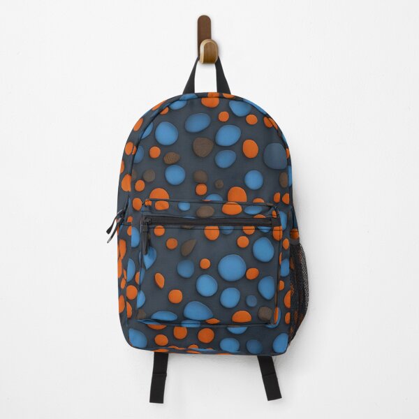 Item preview, Orange, dark brown and blue polka dots on a dark blue background. designed and sold by Rostislav Bouda.