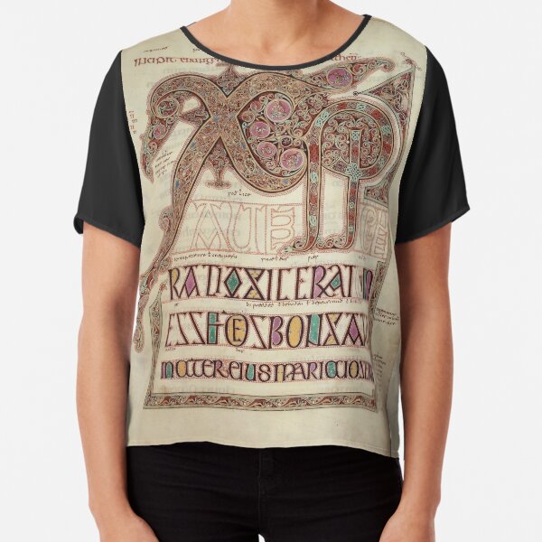 Lindisfarne Gospels Chi Rho Chiffon Top