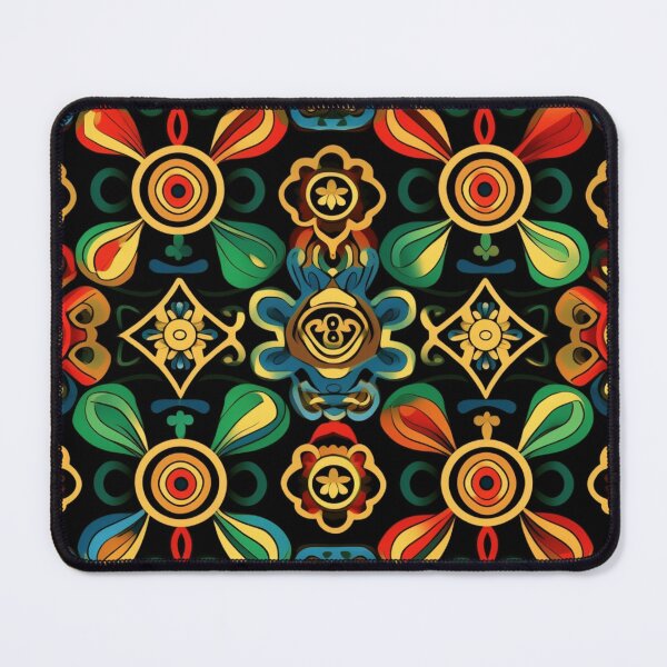 Item preview, Colorful fantasy pattern gold green turquoise yellow red orange black ornaments oriental designed and sold by G-M-Designs.