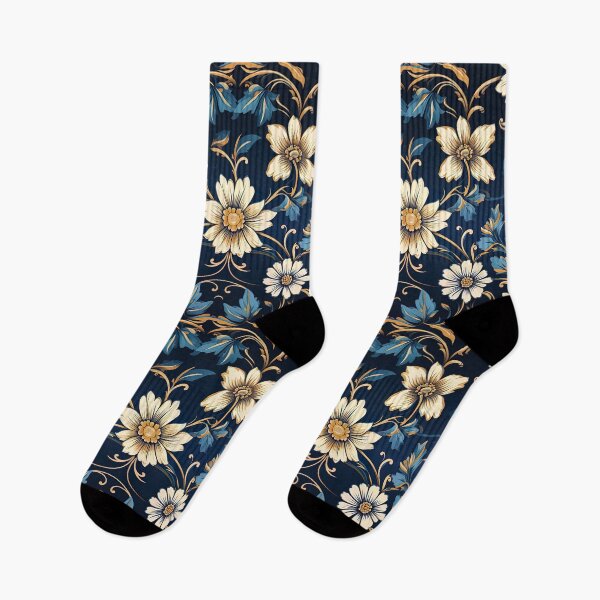 Item preview, Simple Art-Deco John Henry Dearle Style Blue Floral Pattern designed and sold by sμ (smew).