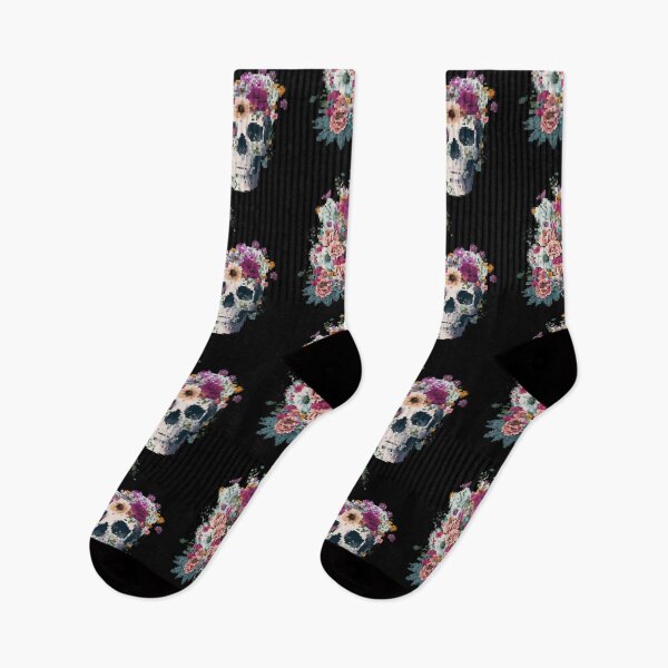 Item preview, Skull With Flowers Pixel Art designed and sold by NinniShop.
