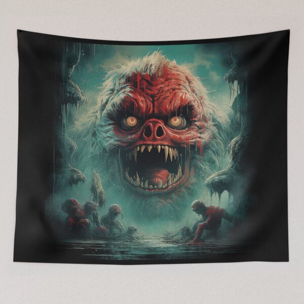 Item preview, Ghoulish Swamp Monster Vintage Horror Movie Poster Painting designed and sold by sμ (smew).