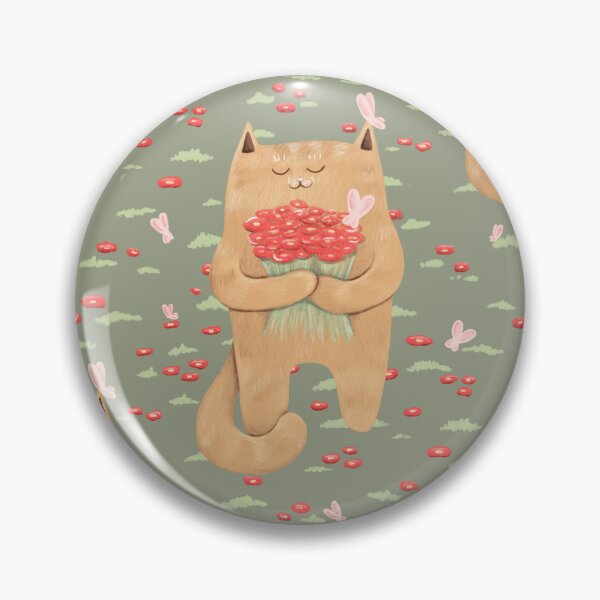 Item preview, Cat Picking Flowers On Olive Background Pattern designed and sold by Julia Sol.