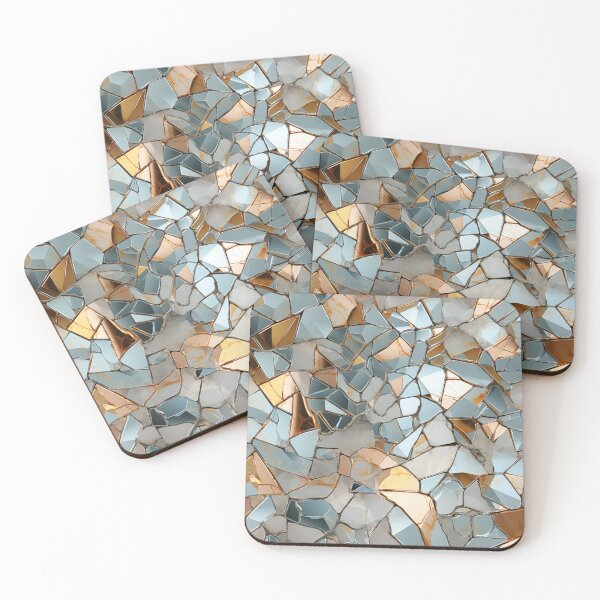 Item preview, Colorful fantasy pattern white gold copper glass mirror shards splinters ornaments designed and sold by G-M-Designs.