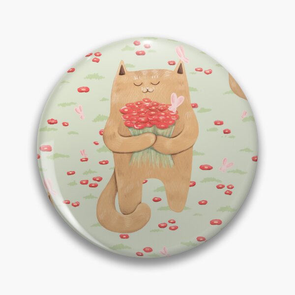 Item preview, Cat Picking Flowers On Light Green Background Pattern designed and sold by Julia Sol.