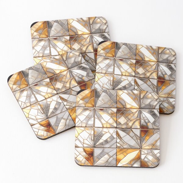 Item preview, Colorful fantasy pattern white gold copper glass mirror shards splinters ornaments designed and sold by G-M-Designs.