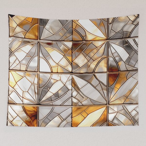 Item preview, Colorful fantasy pattern white gold copper glass mirror shards splinters ornaments designed and sold by G-M-Designs.
