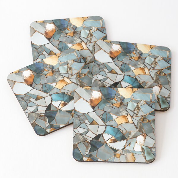 Item preview, Colorful fantasy pattern white gold blue gray copper glass mirror shards splinters ornaments designed and sold by G-M-Designs.