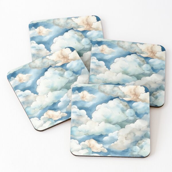 Item preview, White clouds watercolor seamless pattern designed and sold by MiraCleAI.