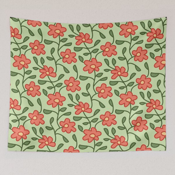 Item preview, Border Flowers in Red, Gold + Green designed and sold by PaisleyMcNoodle.