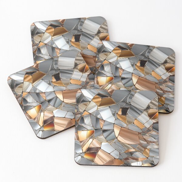 Item preview, Colorful fantasy pattern white gold gray copper glass mirror shards splinters ornaments designed and sold by G-M-Designs.