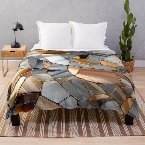 Artikelvorschau, Buntes Fantasiemuster weiß gold grau kupfer Glas Spiegel Scherben Splitter Ornamente entworfen und verkauft von G-M-Designs.
