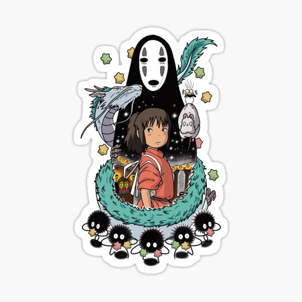 NoFace Pink Cow Print Stickers from Spirited Away for Studio