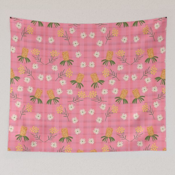 Item preview, Australian Flowers on Pink Check designed and sold by KizzyW.