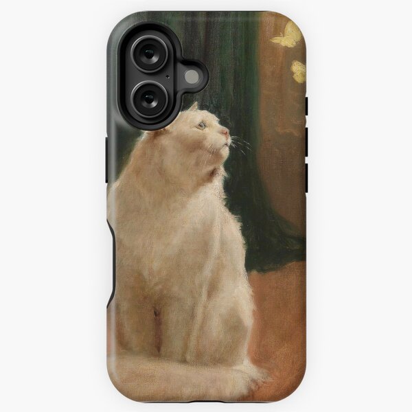 Vintage White Cat and Butterflies | P451 iPhone Tough Case