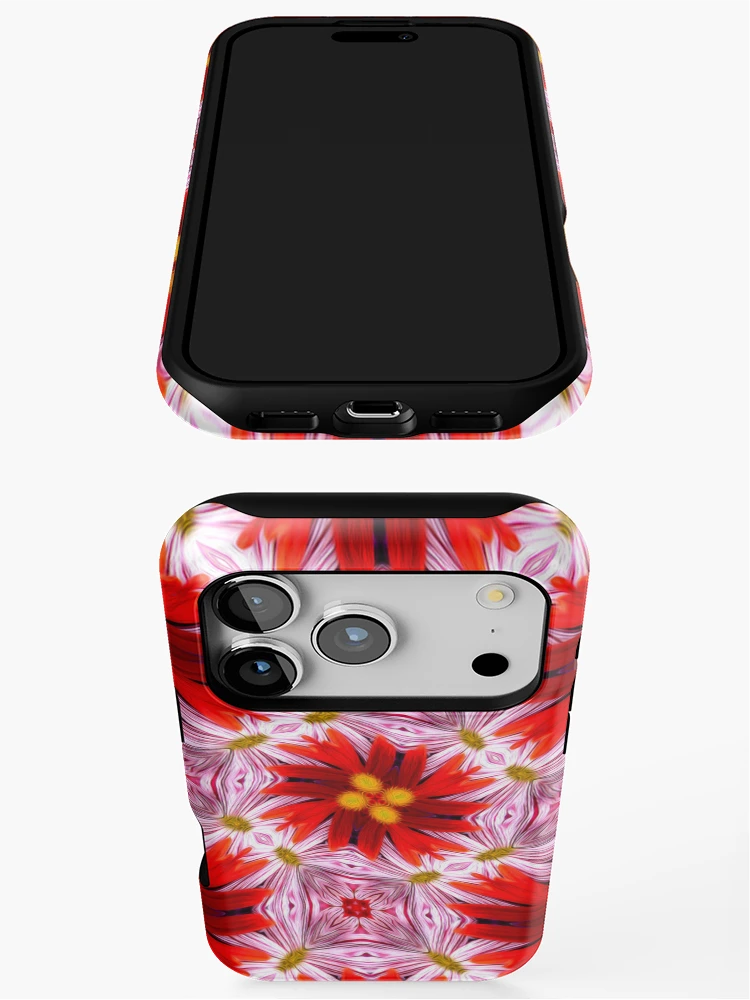 Thumbnail 3 of 4, iPhone Case, Beautiful Red Flower Pattern designed and sold by Patternflower.