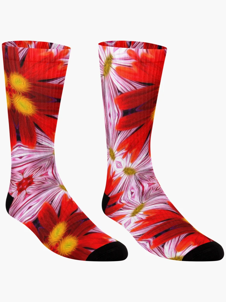 Thumbnail 3 of 5, Socks, Beautiful Red Flower Pattern designed and sold by Patternflower.