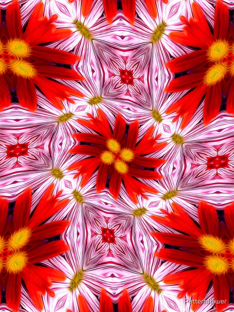 Thumbnail 3 of 3, Scarf, Beautiful Red Flower Pattern designed and sold by Patternflower.