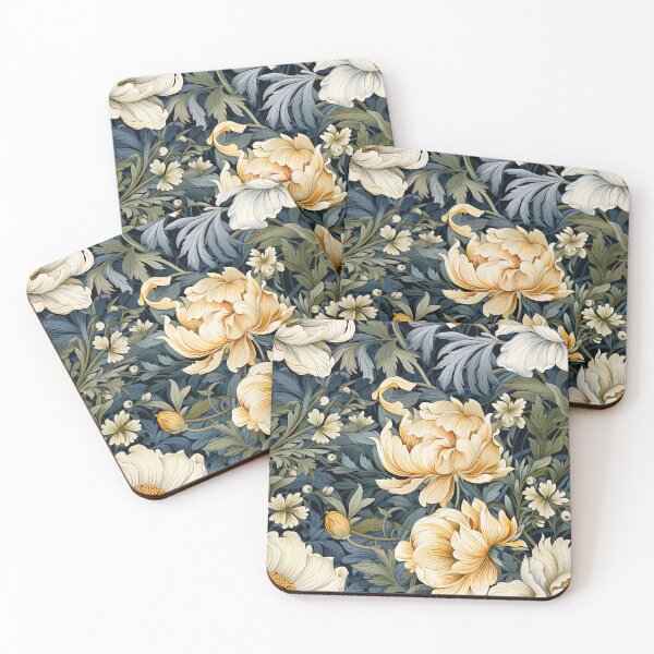 Item preview, Blue Floral Art-Deco William Morris Style Autumnal Pattern designed and sold by sμ (smew).