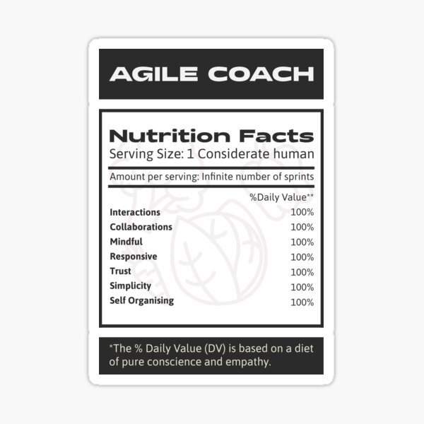 Item preview, Agile Coach Nutrition Facts designed and sold by Salma Satya & Co.