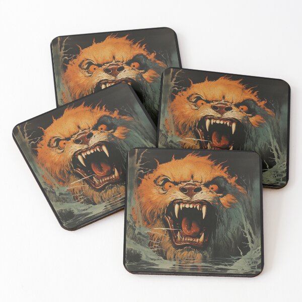 Item preview, Fanged Red Panda Demon Vintage Horror Movie Poster designed and sold by sμ (smew).
