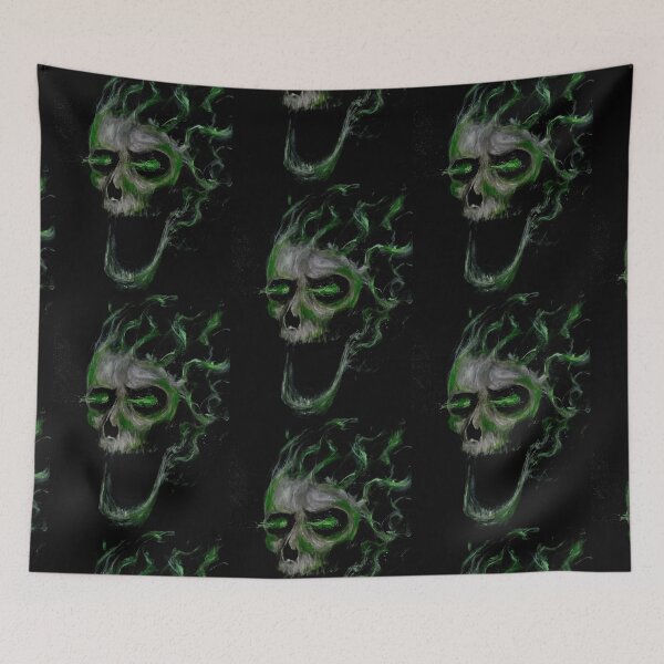Item preview, Green flame skull designed and sold by Mushroom-Mann.