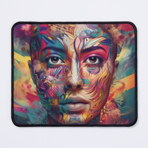 Item preview, Ethereal Patterned Dreams Surreal Portrait Vibrant Patterns Abstract Art designed and sold by DigiNook.