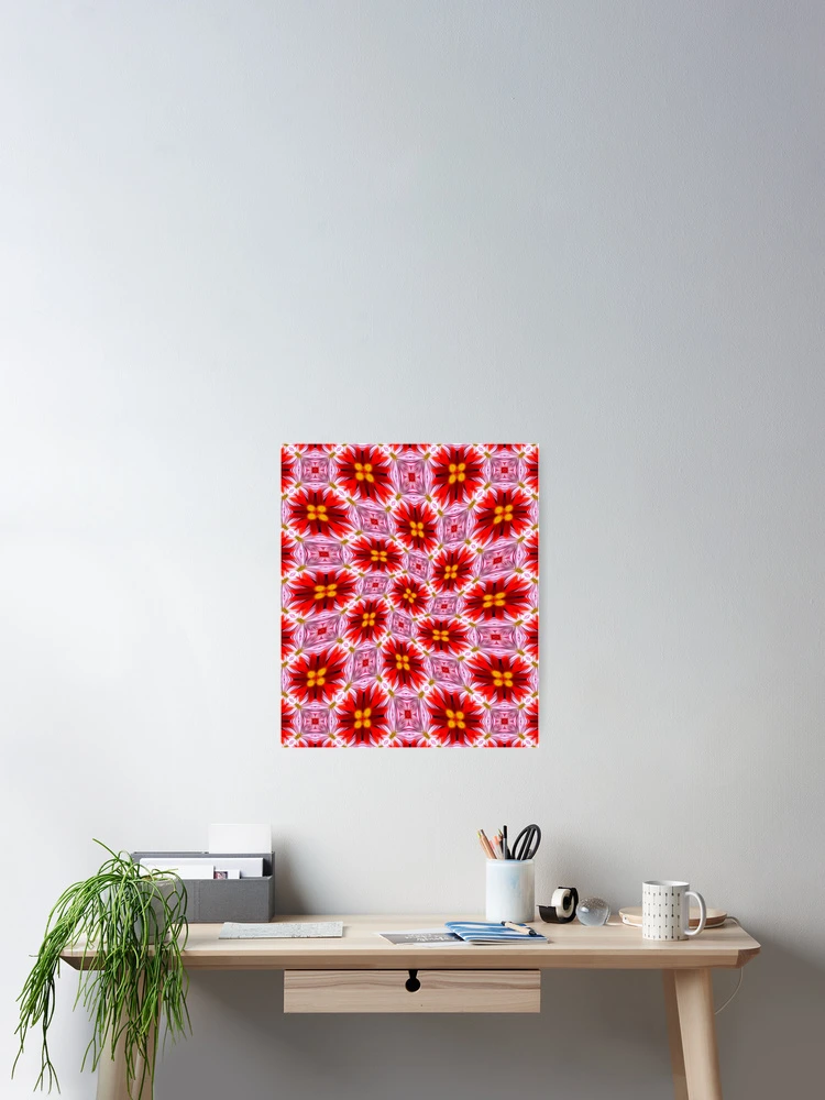 Thumbnail 2 of 3, Poster, Beautiful Red Flower Pattern designed and sold by Patternflower.