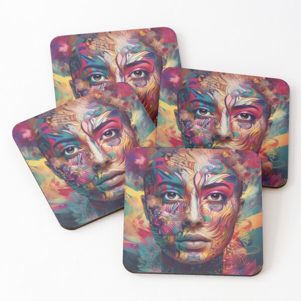 Item preview, Ethereal Patterned Dreams Surreal Portrait Vibrant Patterns Abstract Art designed and sold by DigiNook.