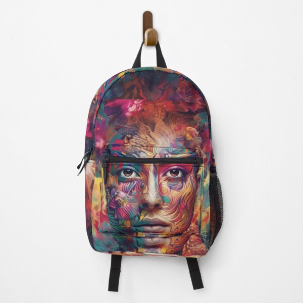Item preview, Ethereal Patterned Dreams Surreal Portrait Vibrant Patterns Abstract Art designed and sold by DigiNook.