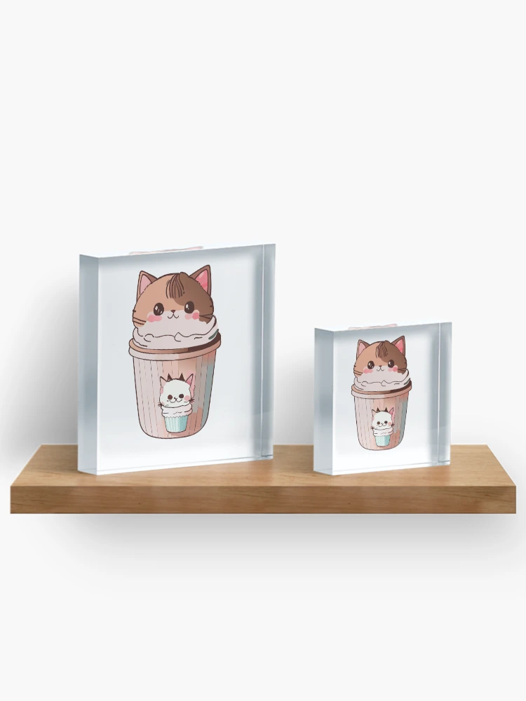Thumbnail 3 of 5, Acrylic Block, Ice Cream Kitty - Raspberry Ripple designed and sold by ArchieDid.