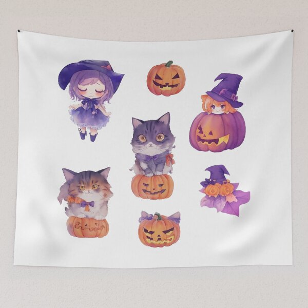 Item preview, Purple Cats, Witches, and Pumpkins designed and sold by Ridaelb.