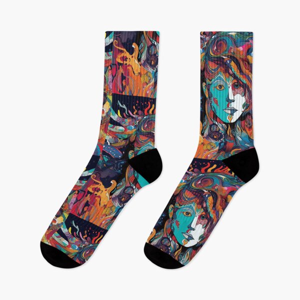 Item preview, Ethereal Patterned Dreams Surreal Portrait Vibrant Patterns Abstract Art designed and sold by DigiNook.