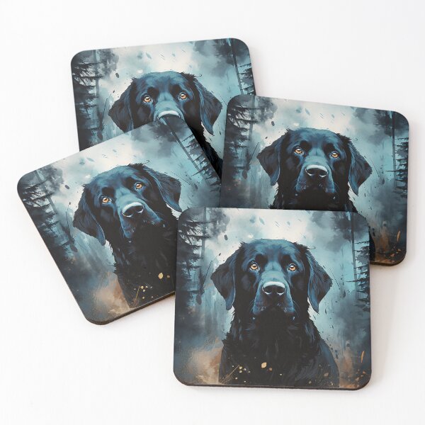 Item preview, The Protector in the Storm: A Black Labrador in the Darkness of the Forest - Lucky Labrador designed and sold by LuckyLabrador.