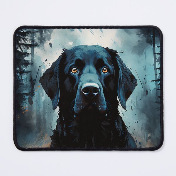 Item preview, The Protector in the Storm: A Black Labrador in the Darkness of the Forest - Lucky Labrador designed and sold by LuckyLabrador.