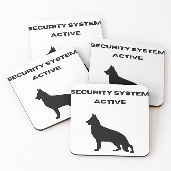 Item preview, Security System Active German Shepherd Dog Black Text Silhouette  designed and sold by GSDDESIGNMERCH.