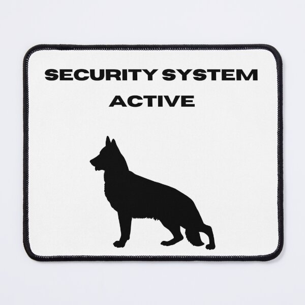 Item preview, Security System Active German Shepherd Dog Black Text Silhouette  designed and sold by GSDDESIGNMERCH.