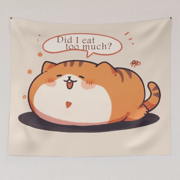 Item preview, Overfed Whiskers: The Purr-fect Food Coma designed and sold by PaintbrushPlace.